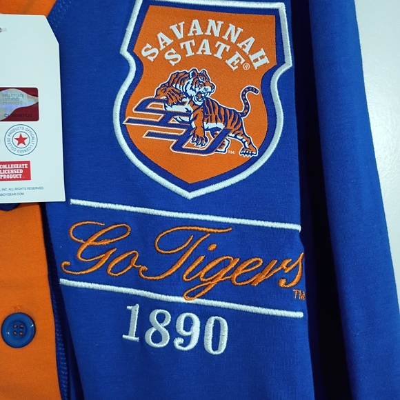 Savannah State University Men's Size Large Blue and Orange Bigboy Cardigan New - Picture 2 of 6